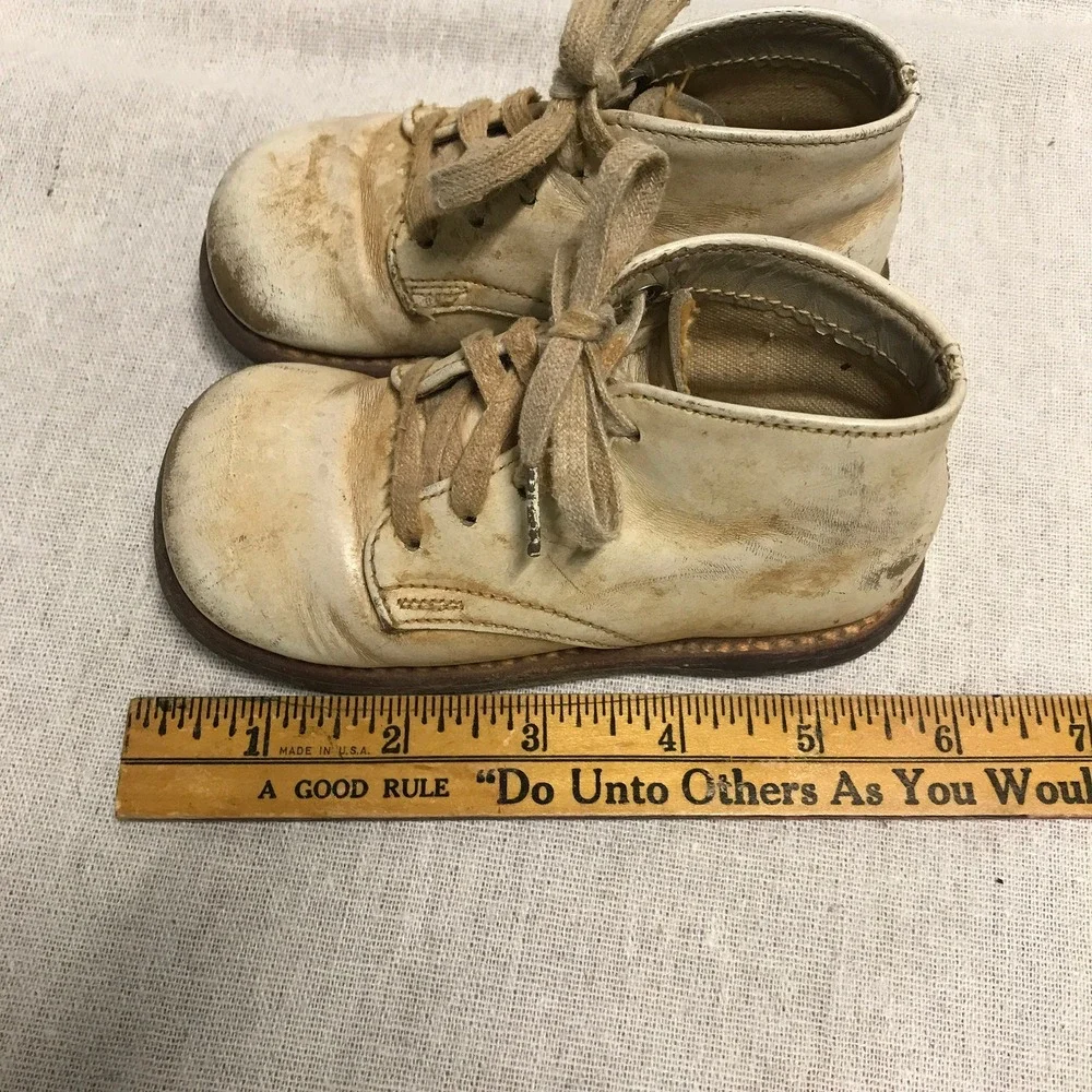 Vintage Hard Sole Baby Shoes: Well‎ Worn Doll Display